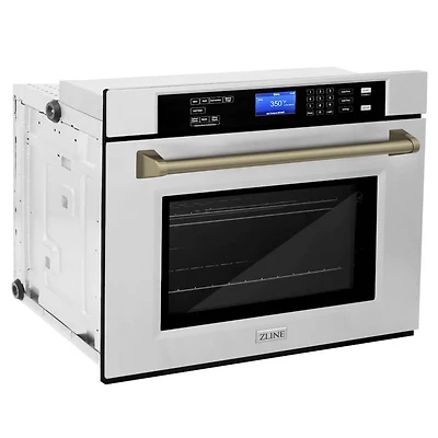 30 inch Stainless Steel Electric Wall Oven with Champagne Bronze Accents - OPEN BOX