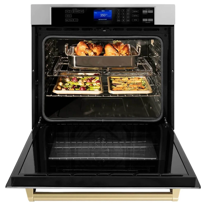 30 inch Stainless Steel Electric Wall Oven with Champagne Bronze Accents - OPEN BOX