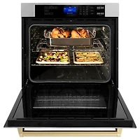30 inch Stainless Steel Electric Wall Oven with Champagne Bronze Accents - OPEN BOX