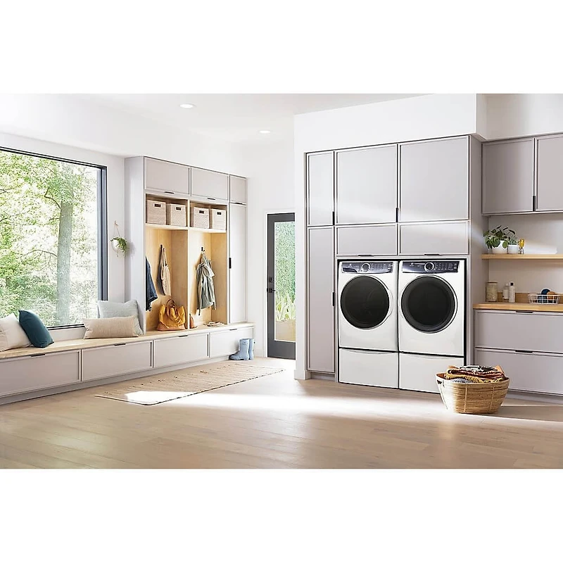 8 Cu. ft. White Front Load Perfect Steam Gas Dryer