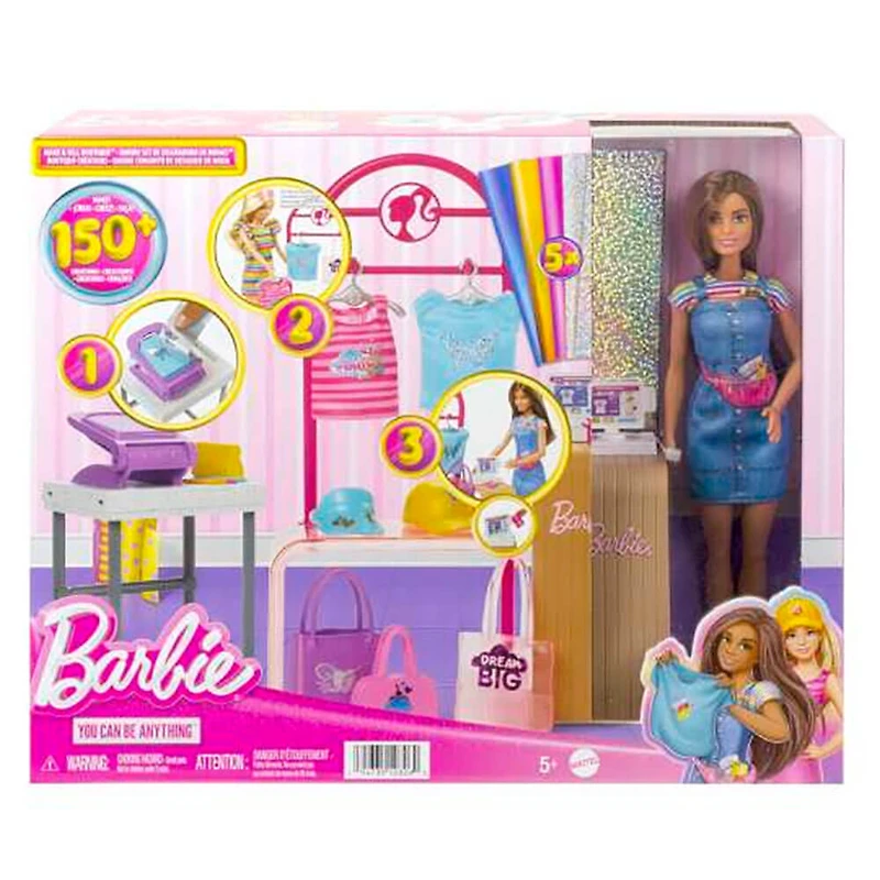 Barbie Make & Sell Boutique Playset With Brunette Doll
