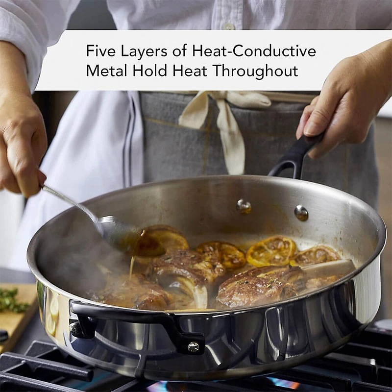 5-Ply Clad Stainless Steel Cookware Induction Pots and Pans Set, 10-Piece, Polished Stainless Steel