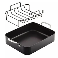 13 inch x 15.75 inch Hard Anodized Induction Roaster with Nonstick Rack