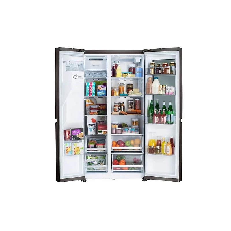 27 Cu. Ft. Black Stainless Steel Side-by-Side Smart Refrigerator - OPEN BOX