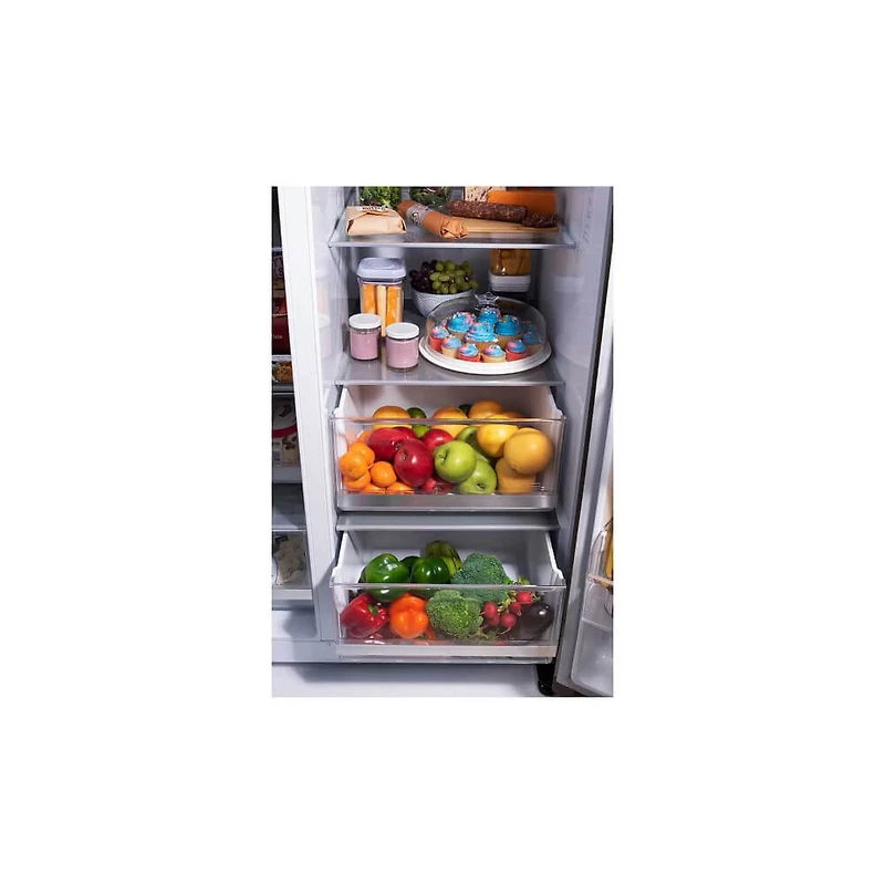 27 Cu. Ft. Black Stainless Steel Side-by-Side Smart Refrigerator - OPEN BOX