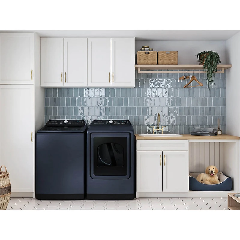 7.4 Cu. Ft. Brushed Navy Top Load High Efficiency Electric Dryer