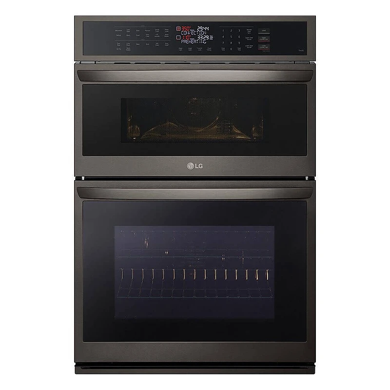 30 inch Black Stainless Steel Electric Wall Oven and Microwave Combination