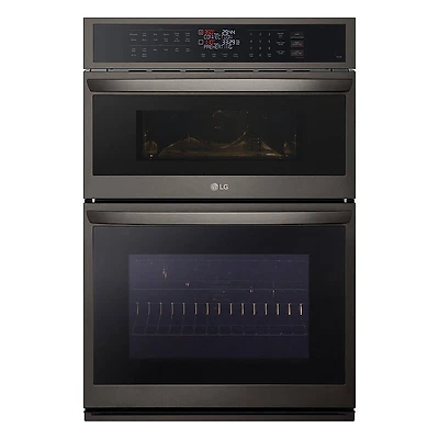 30 inch Black Stainless Steel Electric Wall Oven and Microwave Combination