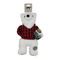 12 inch Plaid Polar Bear Dog Toy with Squeaker