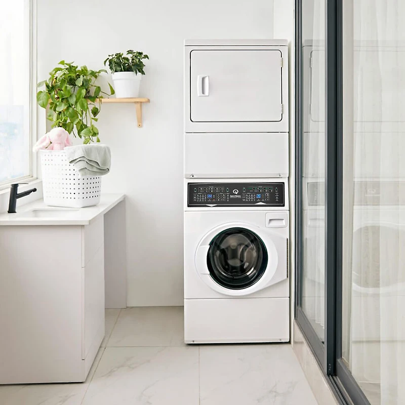 Stacked White Washer and Gas Dryer Combo