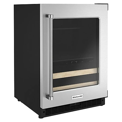 14 Bottle Dual Zone Stainless Steel Beverage Cooler with Glass Door