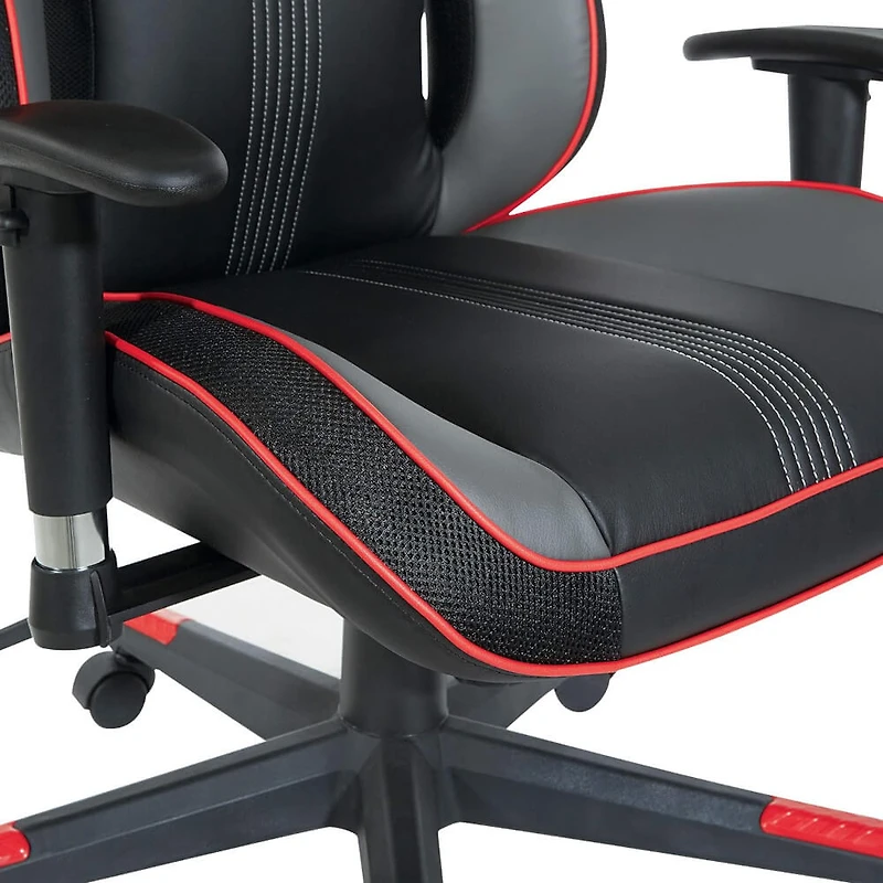 BOA II Ergonomic Adjustable Racing Style Gaming Chair - Black with Red Accents - OPEN BOX