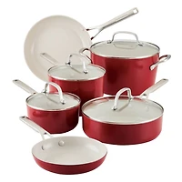10-Pc. Hard Anodized Nonstick Ceramic Cookware Set - Empire Red