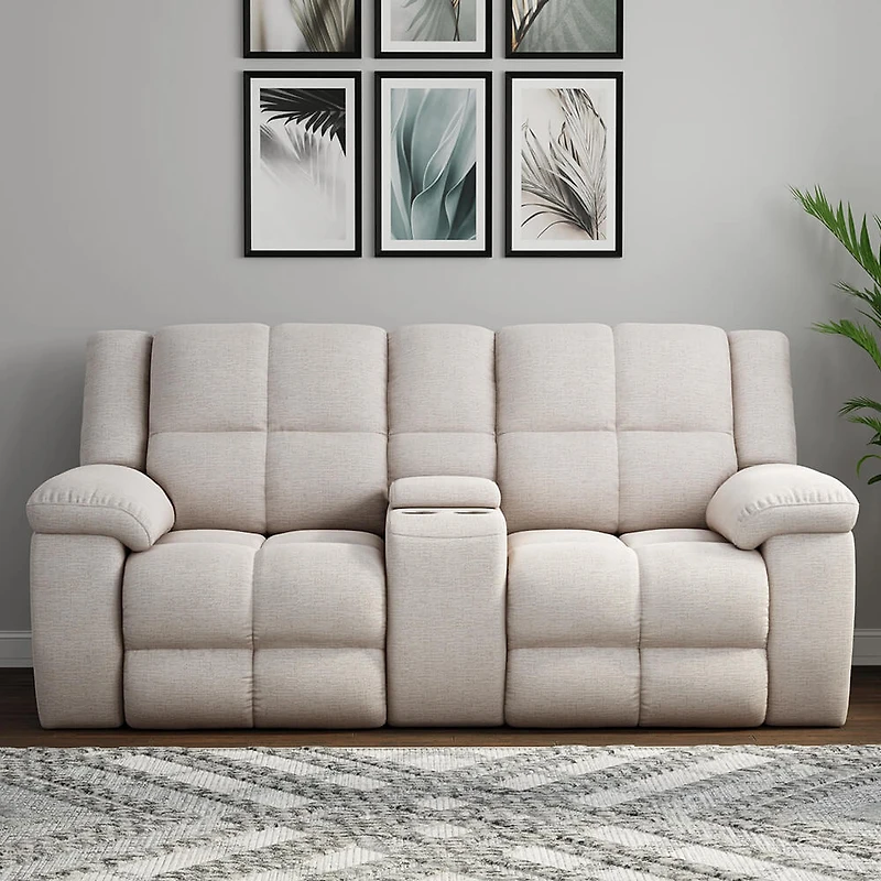 Buster Manual Dual Reclining Console Loveseat - Opal Taupe