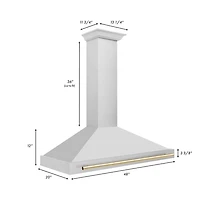 48 inch Autograph Edition Stainless Convertible Range Hood with Polished Gold Accents