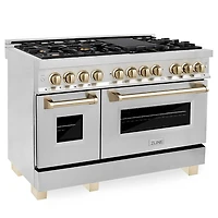 6 Cu. Ft. Stainless Steel with Gold Accents Freestanding Dual Fuel Range