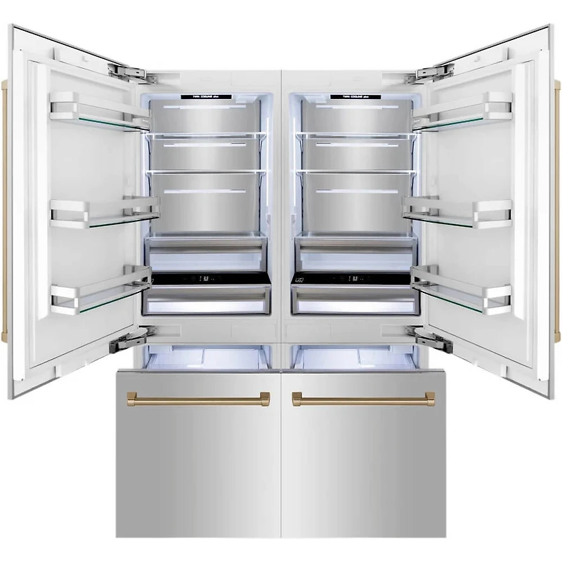 32.2 Cu. Ft. Stainless Steel 4-Door French Door with Gold Accents