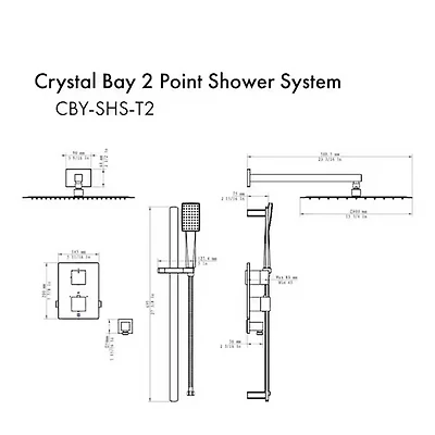Crystal Bay Thermostatic Shower System - Matte Black