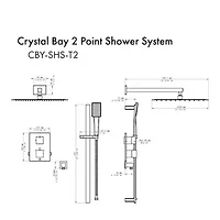 Crystal Bay Thermostatic Shower System - Matte Black