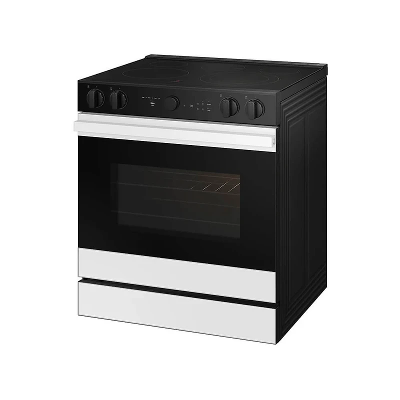 6.3 Cu. Ft. Bespoke White Glass Slide-In Electric Range
