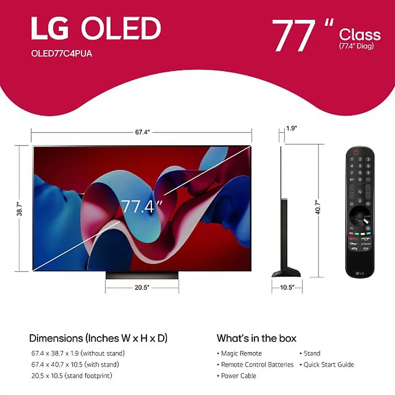 77 inch Class C4 Series OLED evo 4K HDR Smart TV  inchOPEN BOX )