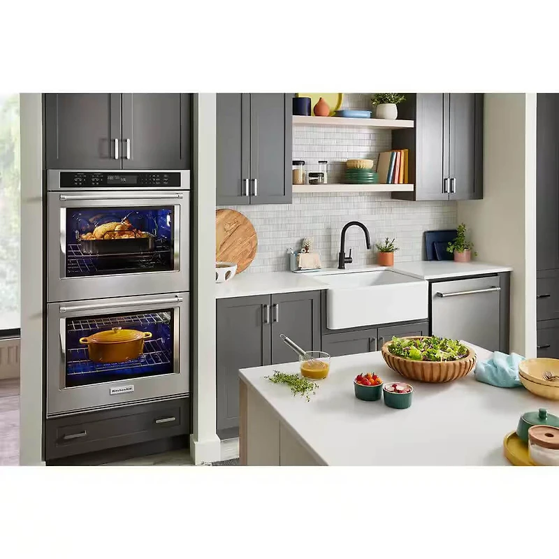 30 inch PrintShield Stainless Convection Electric Double Wall Oven with Air Fry - OPEN BOX