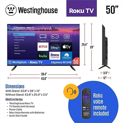 50 inch Edgeless HD Roku TV {OPEN BOX}