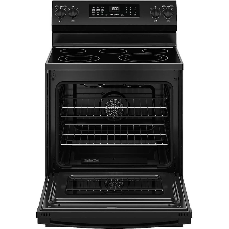 5.3 Cu. Ft. Black Freestanding Electric Convection Range with Steam Cleaning