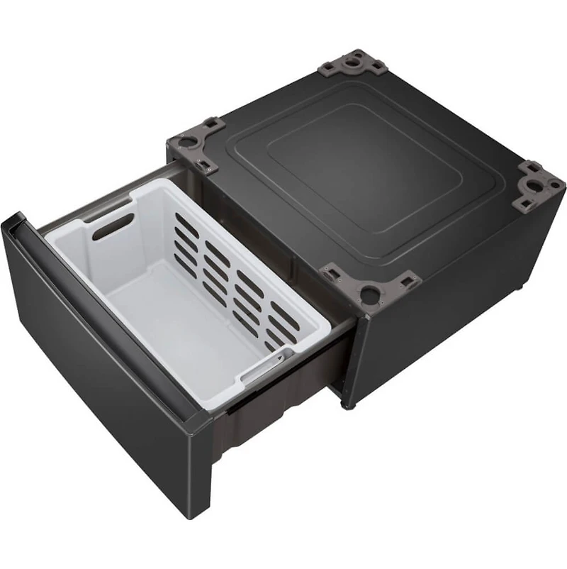 27 inch Middle Black Laundry Pedestal with Storage Drawer