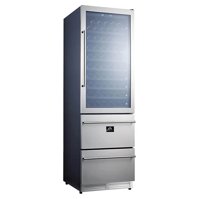 108 Bottle 24 inch Stainless Steel Triple Zone Wine Cooler
