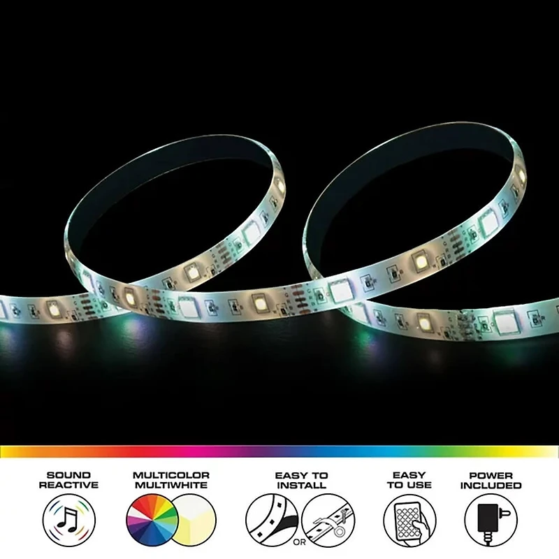 16.4ft Sound Reactive Smart Multi-Color Multi-White LED Light Strip