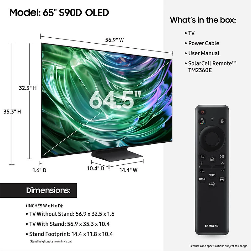 65 inch Class S90D OLED 4K Smart TV