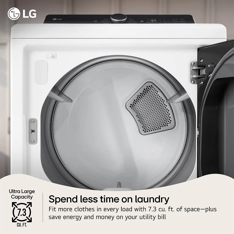 7.3 Cu. Ft. White Top Load High Efficiency Smart Electric Dryer