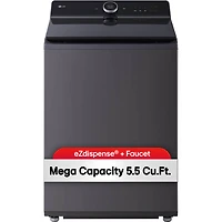 5.5 Cu. Ft. Matte Black Top Load High Efficiency Smart Washer with Built-In Faucet