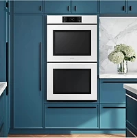 30 inch Bespoke White Glass Smart Double Electric Wall Oven