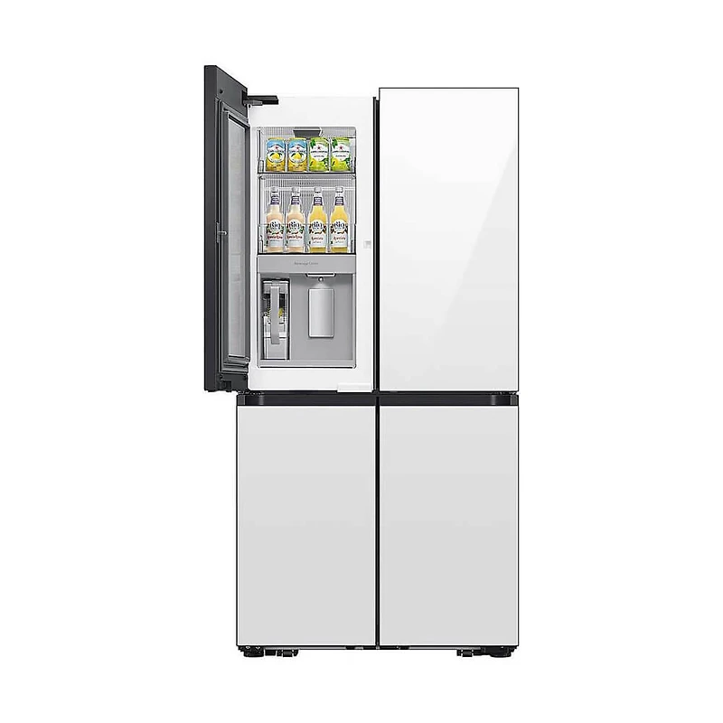 29 Cu. Ft. Bespoke White Glass 4-Door French Door Refrigerator