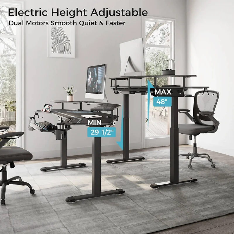 Aero Pro Wing-Shaped Standing Desk - Black