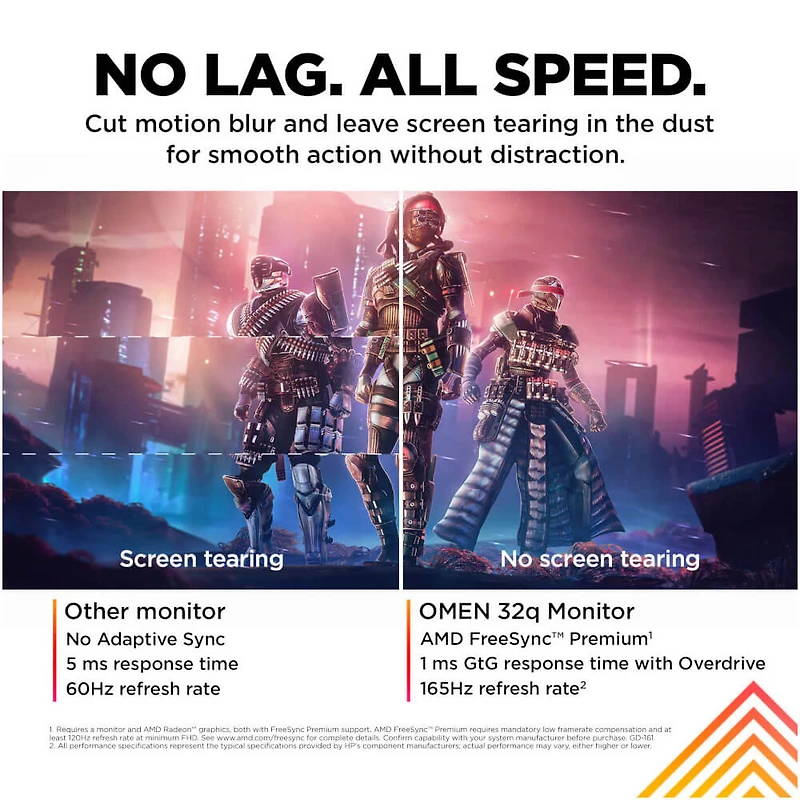 31.5 inch Omen 2K QHD 165Hz Gaming Monitor with AMD FreeSync - OPEN BOX