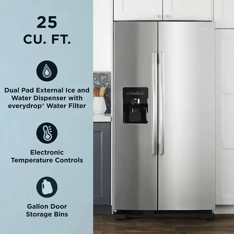 25 Cu. Ft. Black Side-by-Side Refrigerator