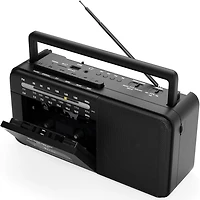 Retro Rechargeable Bluetooth Radio and Cassette Player - Black