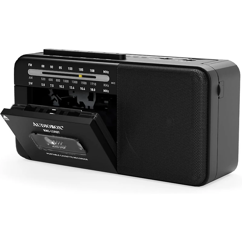 Retro Rechargeable Bluetooth Radio and Cassette Player - Black