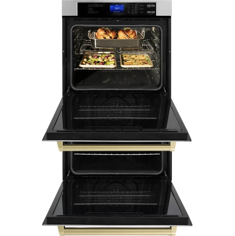 30 inch Autograph Edition Stainless Double Electric Wall Oven with Champagne Bronze Accents - OPEN BOX