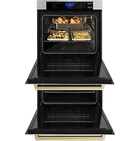 30 inch Autograph Edition Stainless Double Electric Wall Oven with Champagne Bronze Accents - OPEN BOX