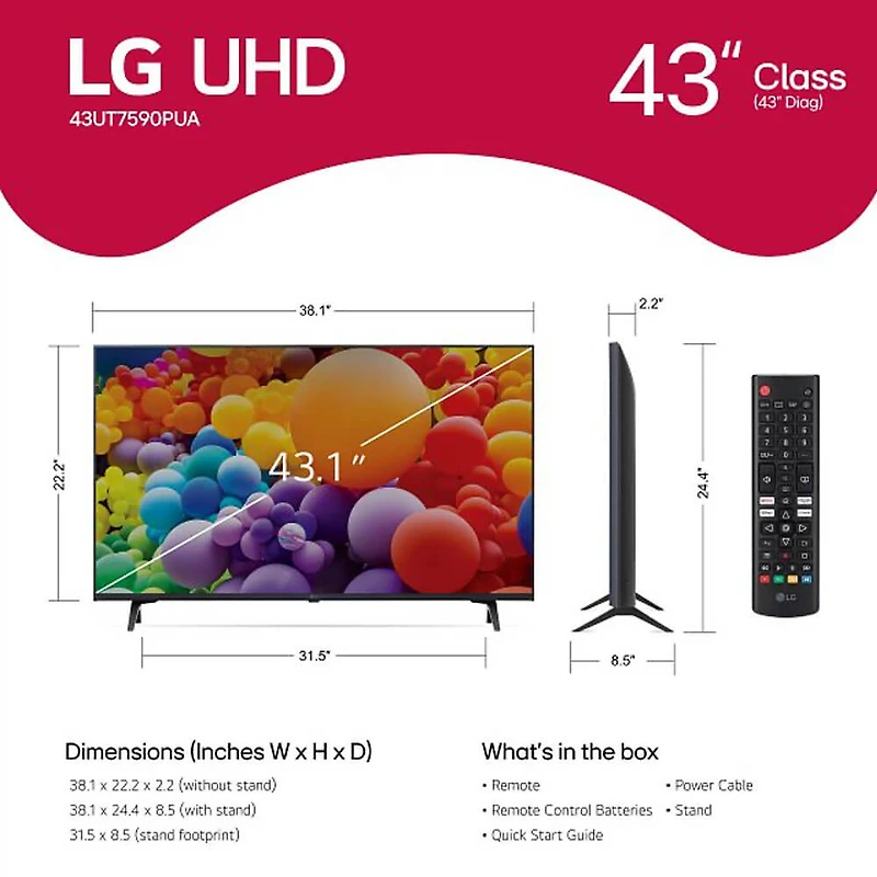 43 inch Class UT7590 Series 4K UHD Smart TV - OPEN BOX