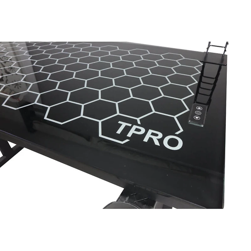 LED Gaming Desk with Glass Top and Hexagon RGB Design - OPEN BOX
