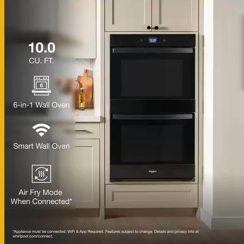 30 inch Black Smart Convection Double Wall Oven