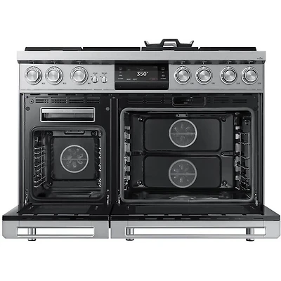 6.6 Cu. Ft. Stainless Freestanding Dual-Fuel Smart Steam Double-Oven Range