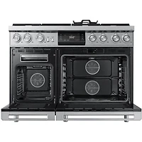 6.6 Cu. Ft. Stainless Freestanding Dual-Fuel Smart Steam Double-Oven Range