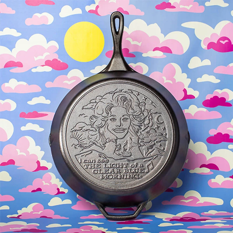13.25 inch Light of a Clear Blue Morning Dolly Parton Cast Iron Skillet