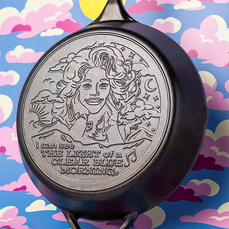 13.25 inch Light of a Clear Blue Morning Dolly Parton Cast Iron Skillet